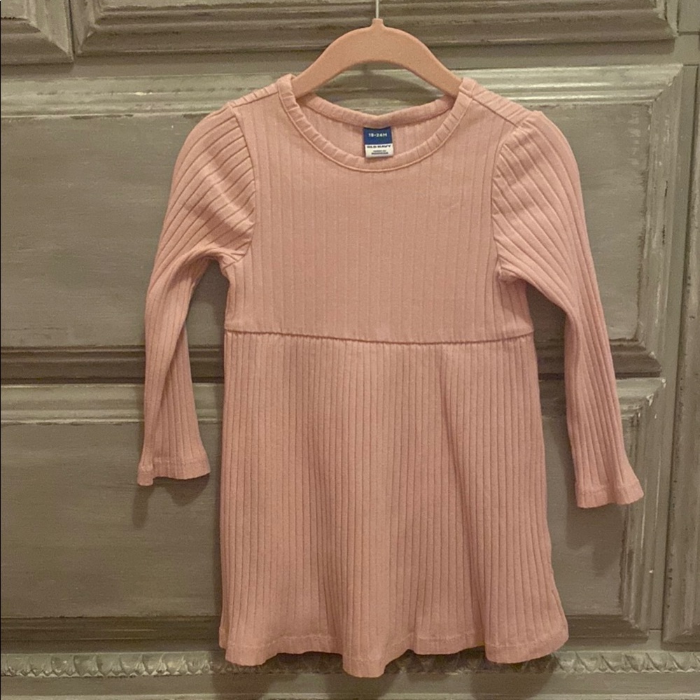 OLD NAVY // Toddler Pink Ribbed Long Sleeve Dress